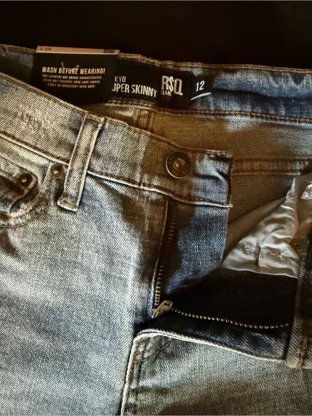 RSQ faded light blue distressed skinny jeans